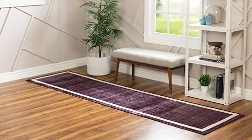 Unique Loom Del Mar Collection Area Rug-Transitional Inspired With Modern Contemporary Design, Runner 2' 7" X 10' 0", Violet/Ivory #TOP2