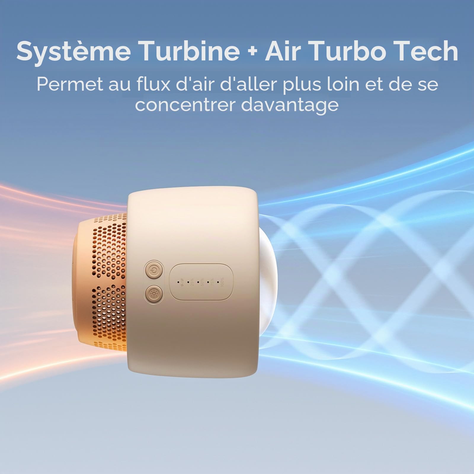 JISULIFE Ventilateur de poussette portable pour bébé, petit ventilateur à piles, ventilateur pour siège de voiture avec technologie de purification et d'amélioration de l'air, sans pales, ventilateur