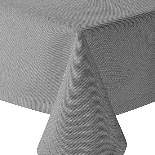 Tafeldecke Brilliant Leinenoptik Eckig 130x220 cm Hellgrau bzw. Hellgrau - Farbe & Größe wählbar mit Fleckschutz - (E130x220HGrau) Cover