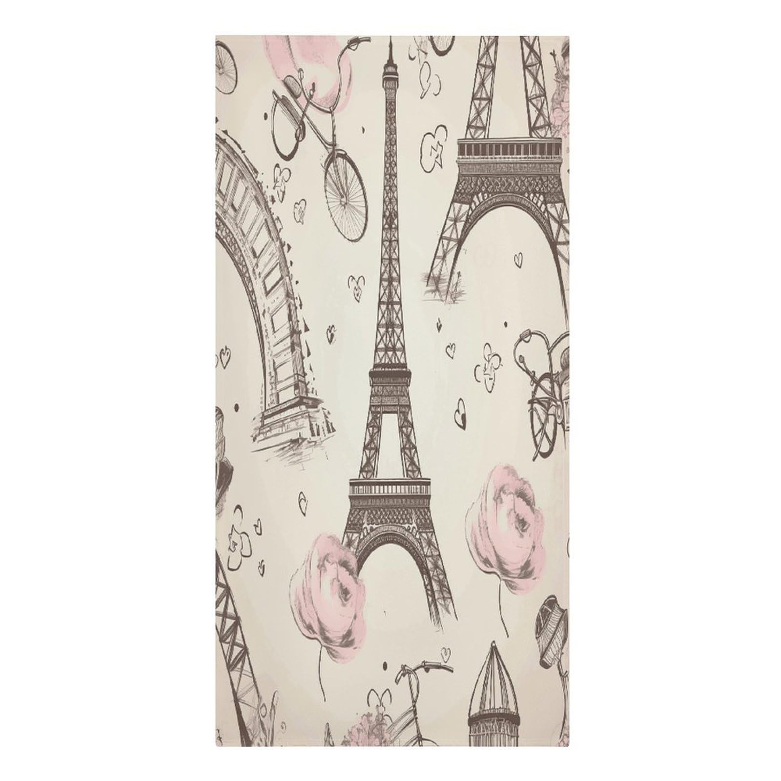 VstaDank The Eiffel Tower and A Bicycle Beach Towel Microfiber Oversized Beach Blanket Super Absorbent Soft Pool Bath Towel Sand Free Quick Dry Travel Towels Gifts for Yoga Sports Adults 30" X 61"