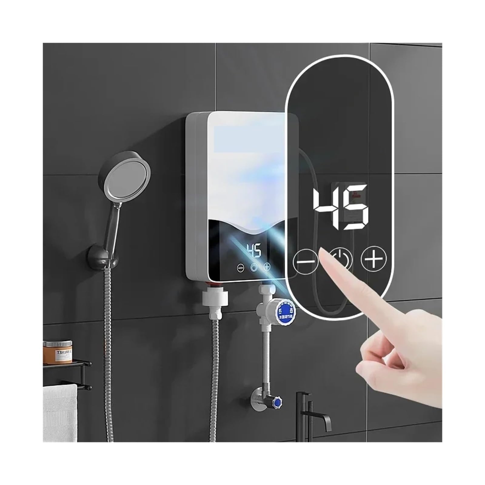 Scaldabagno Elettrico, Scaldabagno Istantaneo Senza Serbatoio for Bagno, Scaldacqua Elettrico Istantaneo da 5,5 KW con Protezione Automodulante E Surriscaldamento