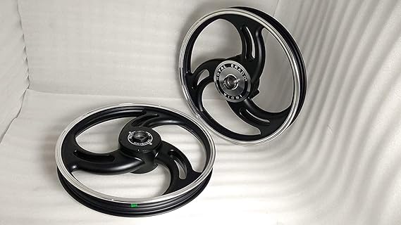 ROYAL ERADO 3 spoke Black Alloy Wheel set| Royal-Enfield Thunderbird & Classic Double disc | Front 19