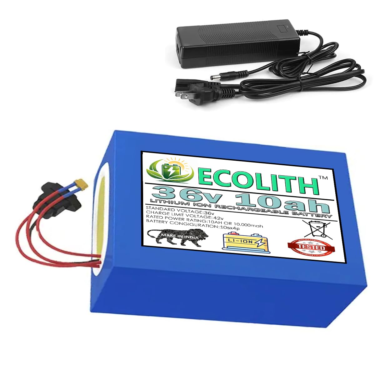 36v 10ah Rechargeable Lithium ion Battery Included with Charger 36v 10,000mah Battery for Electric Cycles,e-Bikes,tricycles,Industrial Machines & Robots etc-image-30