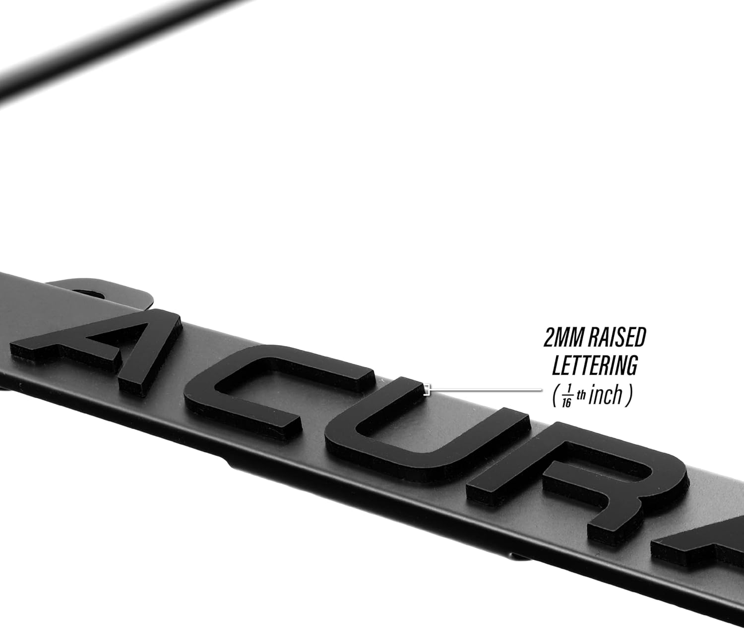 License Plate Frame – Stealth Black Powder Coat UV Resistant Rust-Proof Steel 1pcs Plate Holder - Compatible with ACURA TLX TL TSX RSX ILX RDX MDX ZDX Integra (3D RAISED LETTER with MOUNTING HARDWARE)