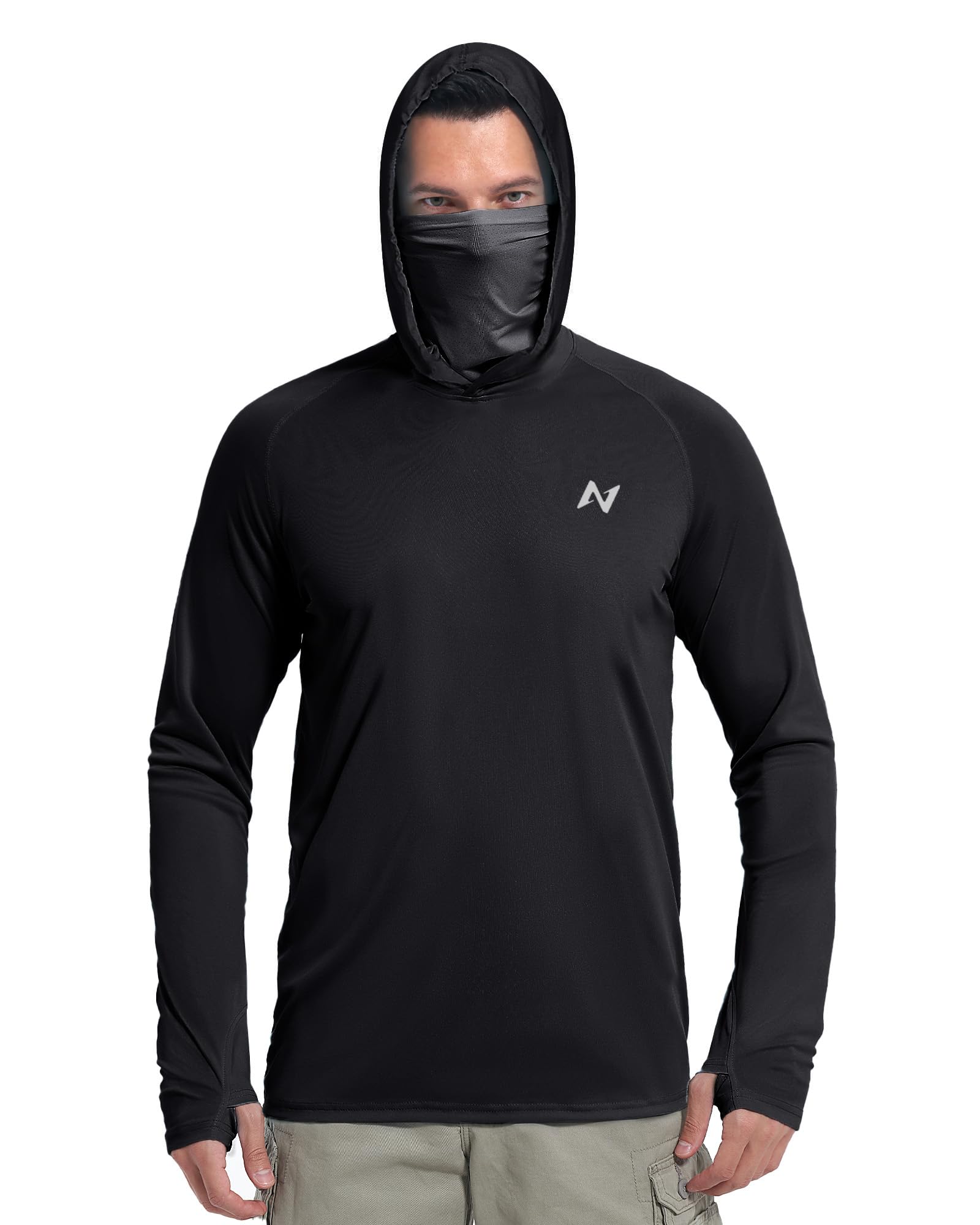 isnowood Mens UPF 50+ Sun Hoodie Long Sleeve Fishing Shirt with Face Mask