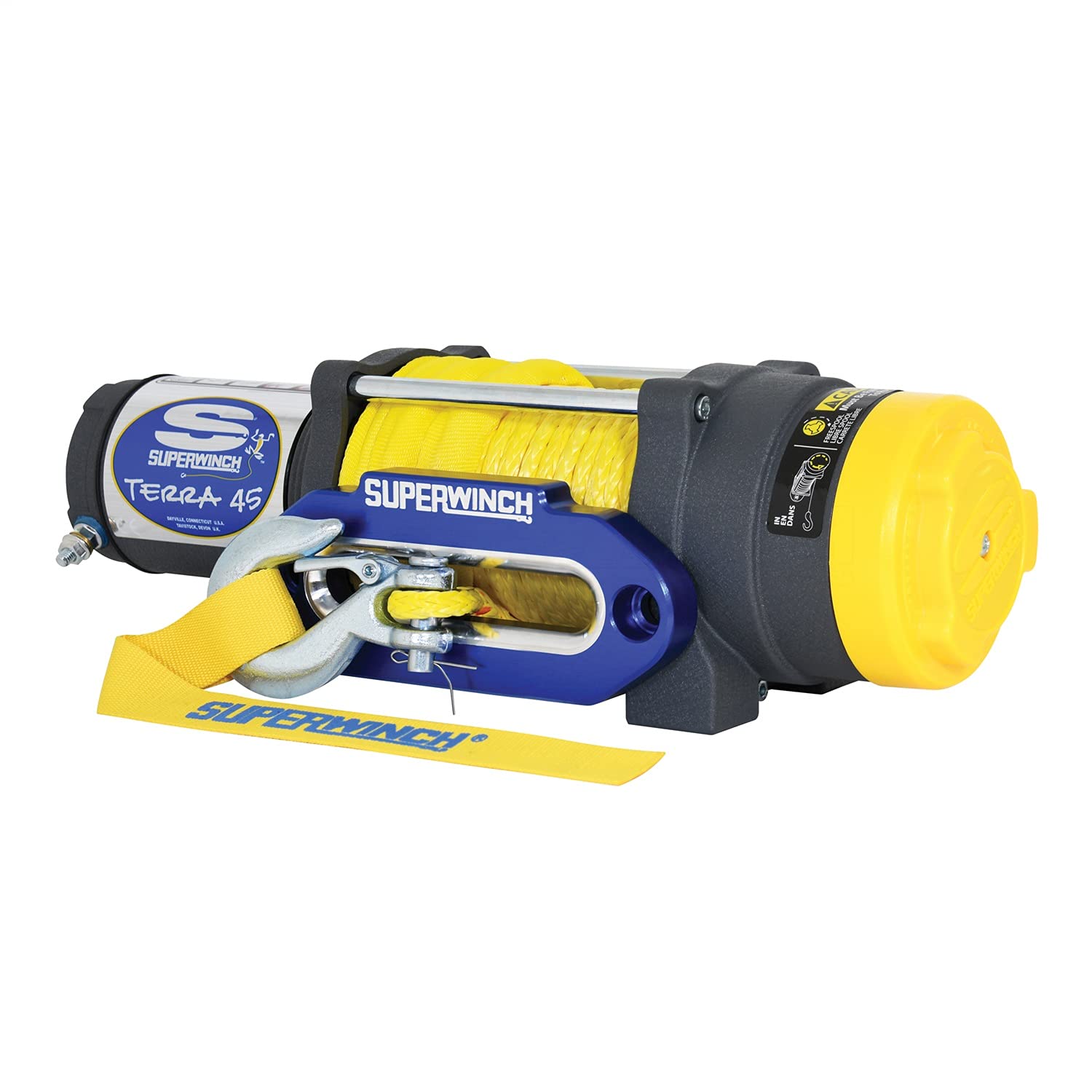 Superwinch 1145230 Terra 45 4500lbs/2046kg single line pull with hawse, handlebar mnt toggle, handheld remote, and synthetic rope