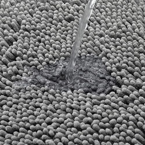 Mateju Bath Mat Non Slip Washable, Chenille Soft Comfortable Bathroom Mat Super Absorbent Fluffy Bathmat for Bathroom, Shower and Tub Toilet (AA8775 Hot Pink,50 * 80cm) - Image 2