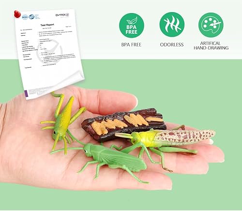 Miniatura 2 de Volnau Figuras de animales, juguetes de 16 piezas, juego de ciclo de vida, plantas, langostas, mariposas, orugas, figuras de animales de abeja para