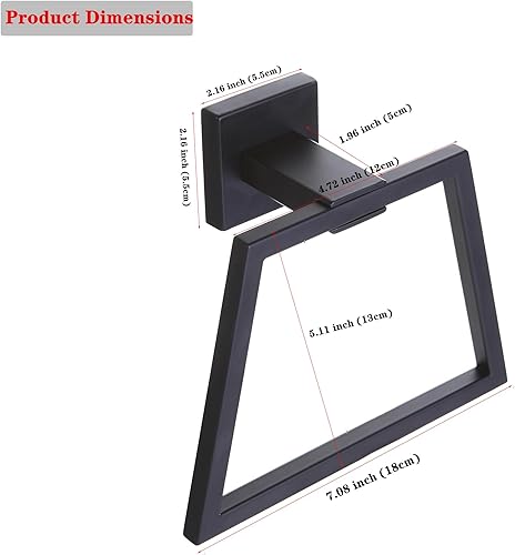 Miniatura 5 de Toallero de mano negro mate cuadrado, moderno toallero negro para toalla de baño montado en la pared, acero inoxidable