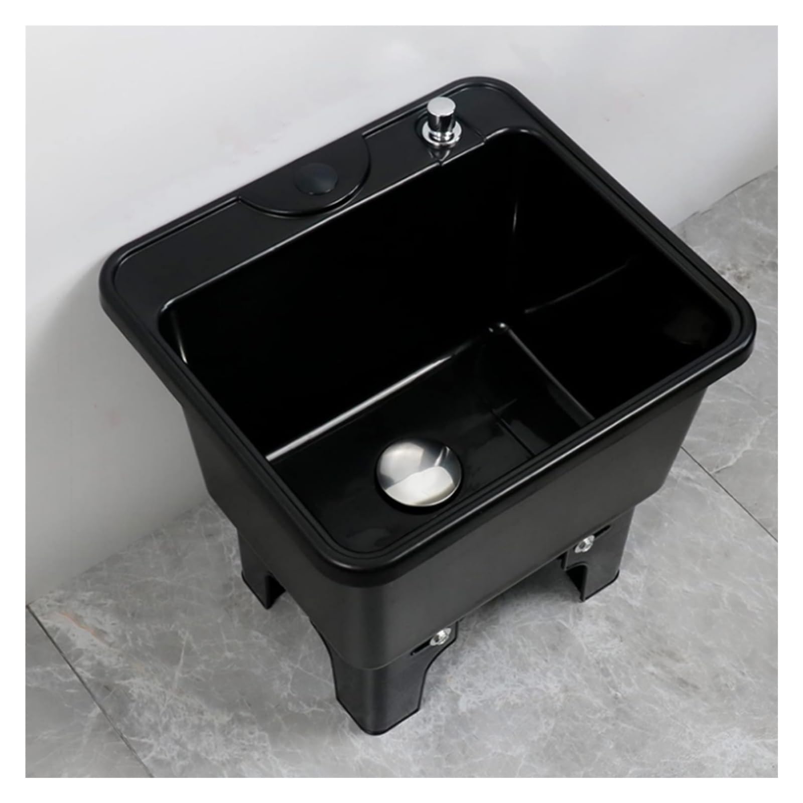 HCZKIUJY Utility Mop Bucket, Floor Mop Sink with Deep Basin, Plastic Mop Service Basin, Commercial Freestanding Wash Station,Black-Length 40cm (Black-Length 40cm)