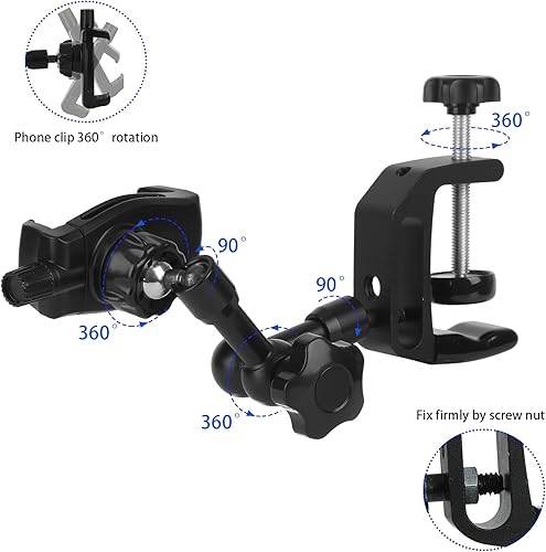 Miniatura 2 de Soporte para iPhone para escritoriomesabarragabinete de cocina, soporte de teléfono de aleación de aluminio ajustable de 360, soporte de clip