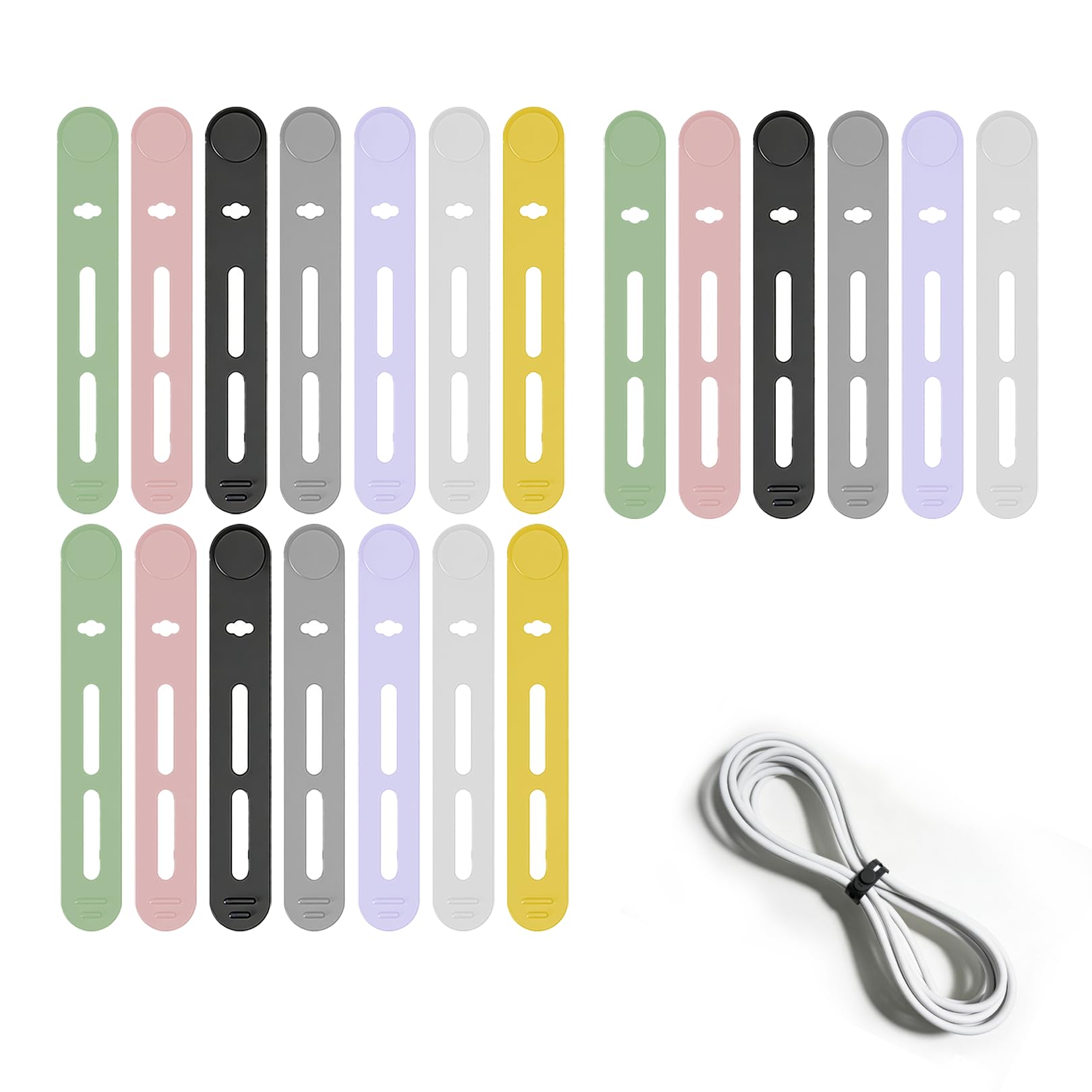 Erchuth 20Pcs Small Cable Ties,Reusable Silicone Cable Tidies Wire Tidy For Cables