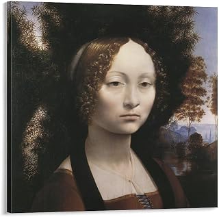 Leonardo Da-Vinci Portrait of Ginevra Benci Wall Art Poster Bedroom Prints Home Decor Hanging Picture Canvas Painting Posters 16x16inch(40x40cm)