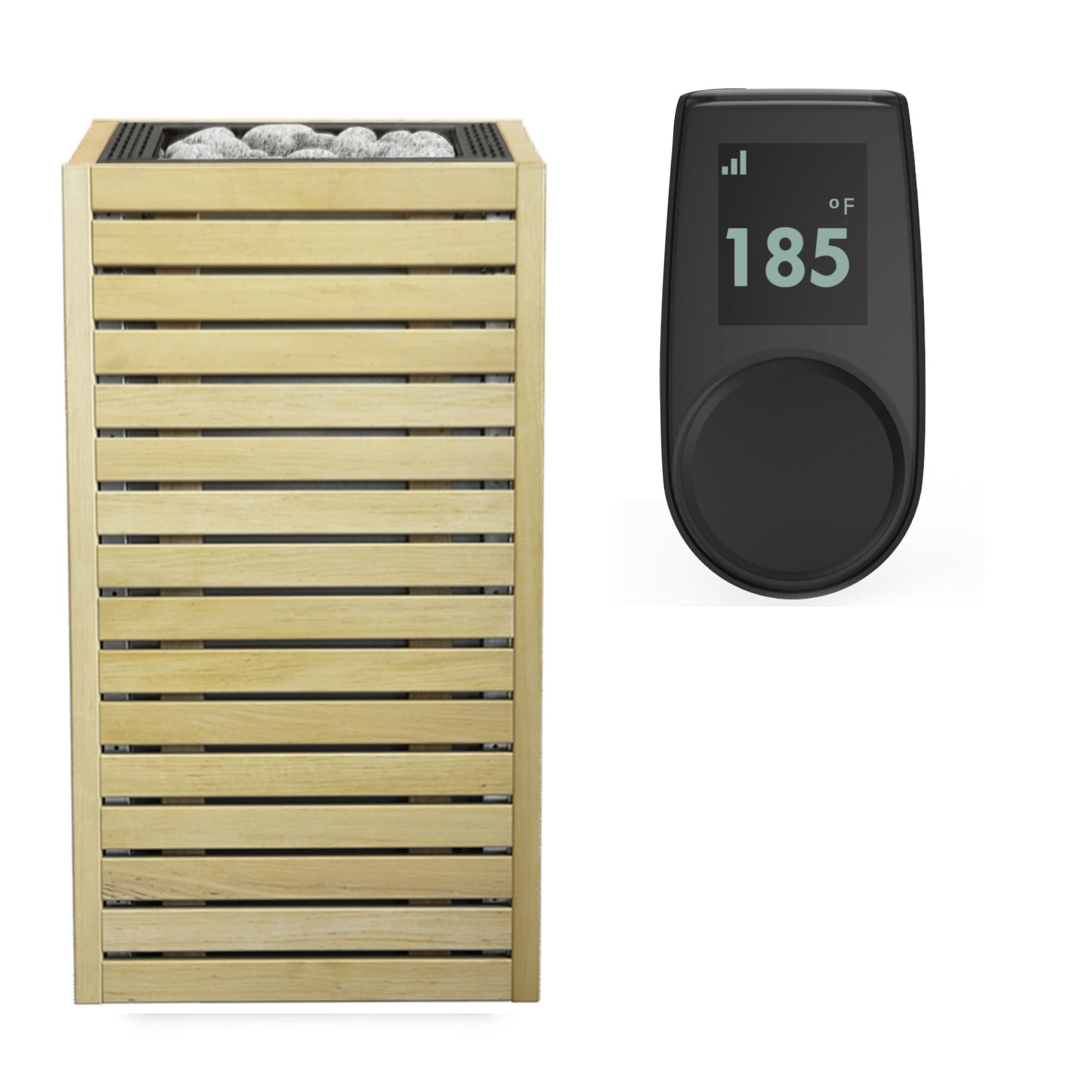 HUUM CORE6 6.5KW Series, Sauna Heater, Customizable Exterior with Control (Sauna Stones Included) (6.5kW Alder Wood - Black Stainless Steel Inlay, UKU Local - Black)