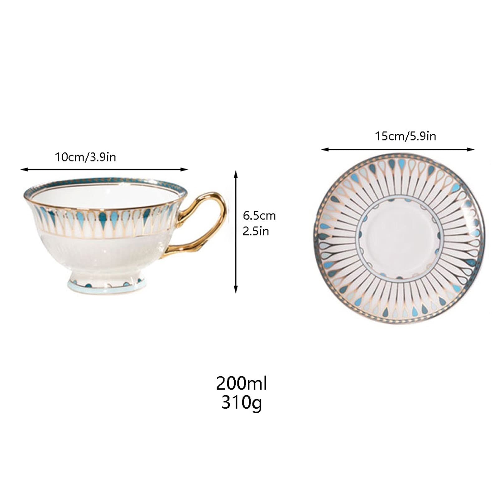 Kubek do kawy, filiżanka do herbaty kubek do kawy, filiżanki do espresso w stylu chińskim filiżanki do kawy i spodki porcelanowe filiżanki do cappuccino (B)