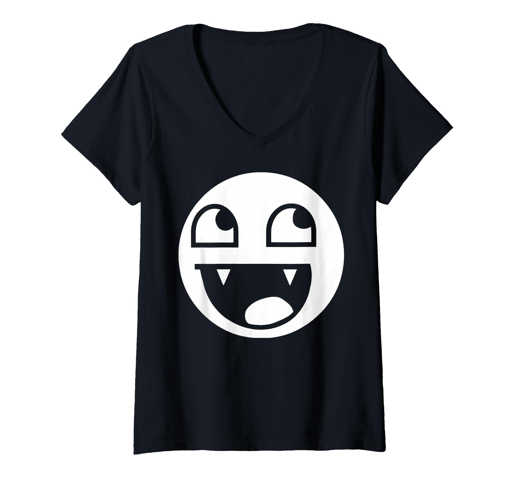 Womens Epic Face Vampire Y2K Streetwear Emo V-Neck T-Shirt