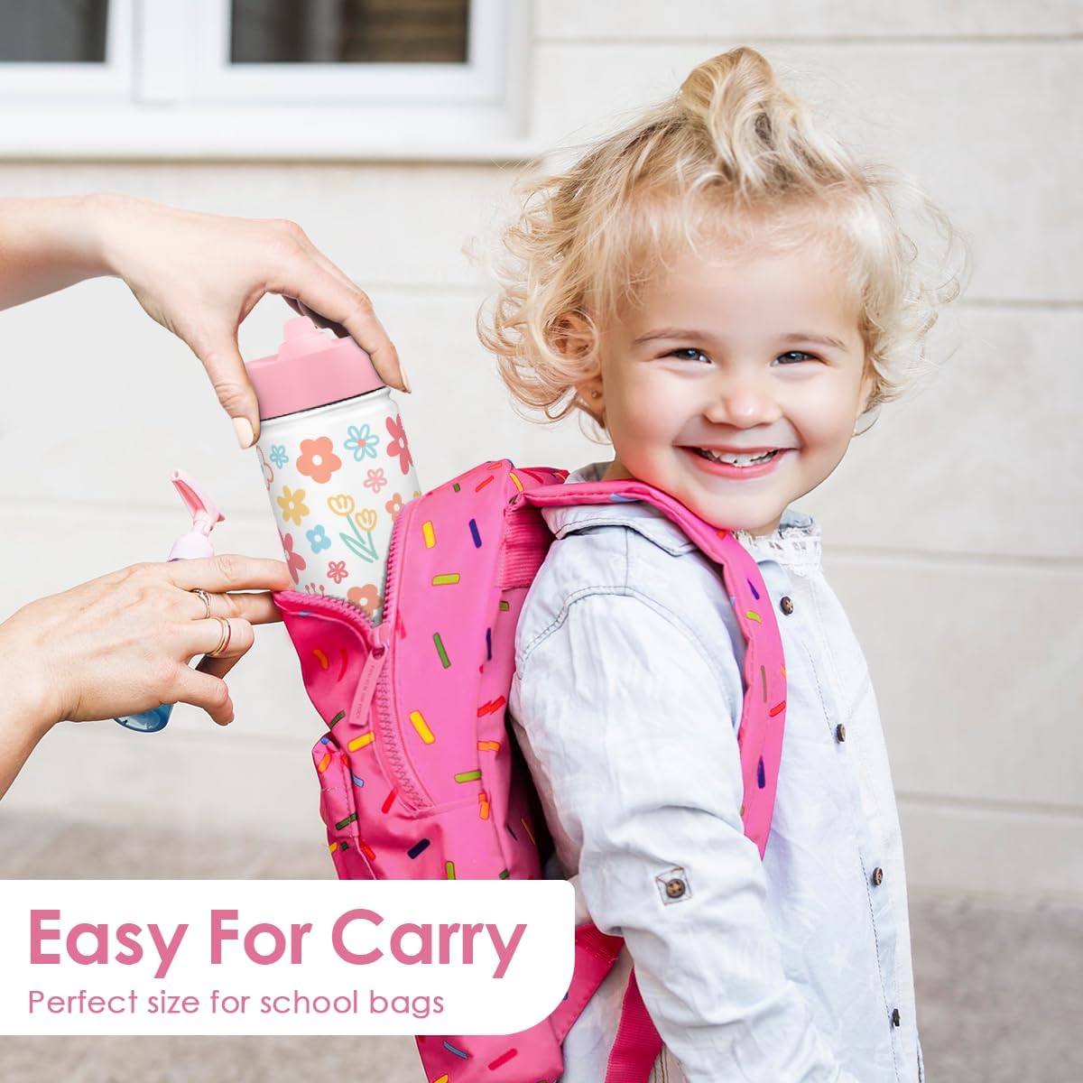 Kids Water Bottle Stainless Steel with Straw Lid, Floral Water Bottle 12oz, Travel Tumbler, Gifts for Girls, Birthday, Christmas, Back To School - Image 6