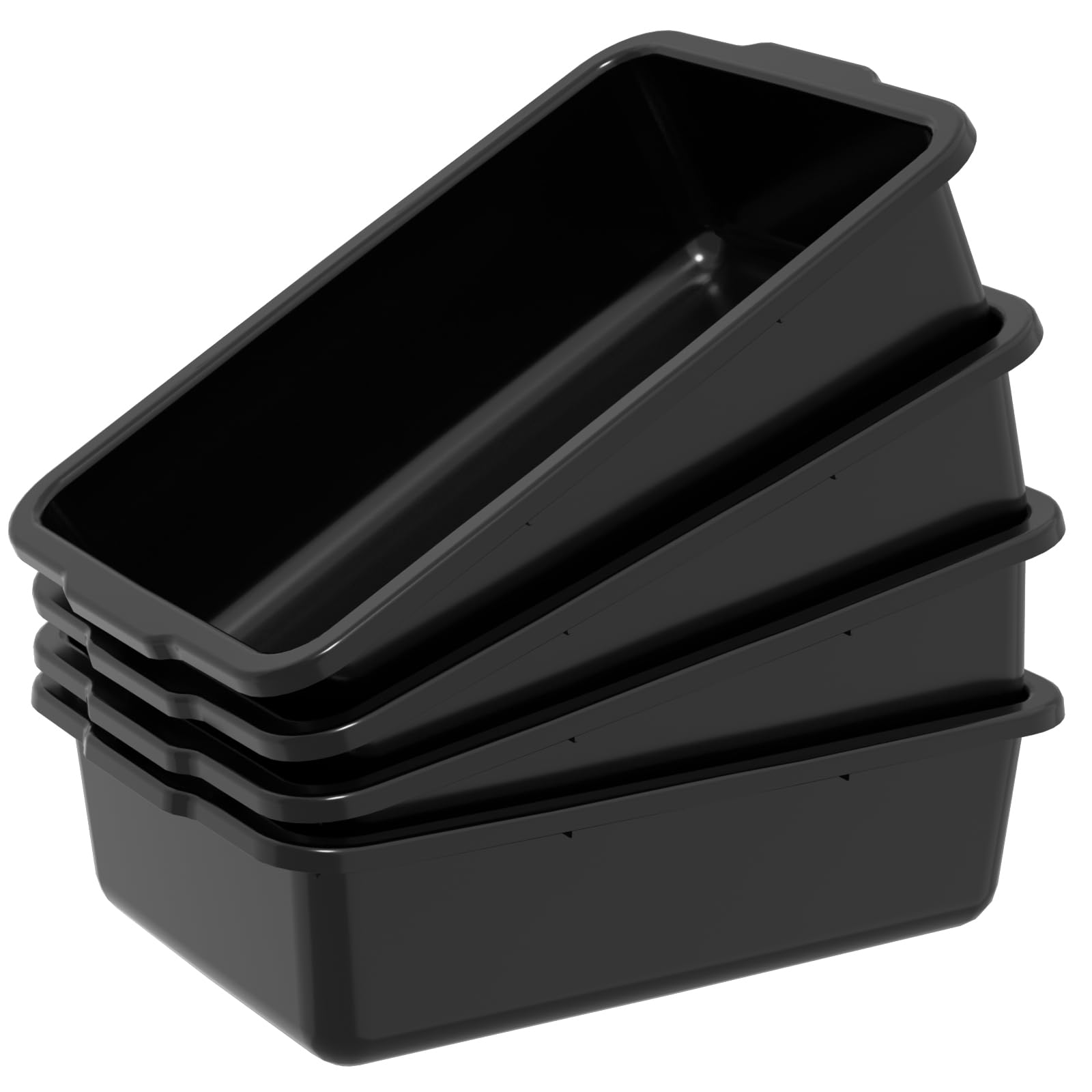 Ysmiltion 24 L Plastic Commercial Bus Tub, Large Plastic Bus Tub, Black, 4 Packs
