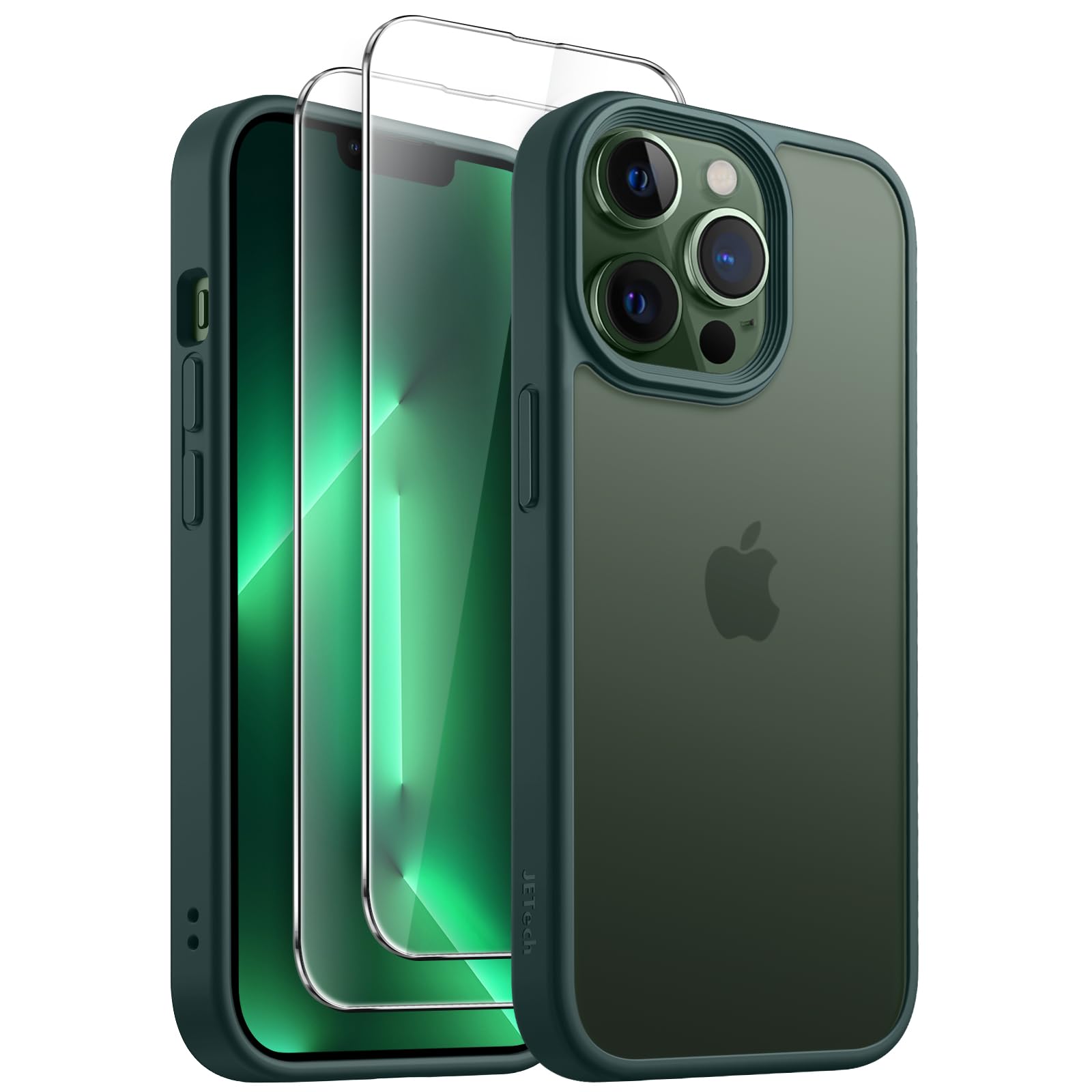 iphone 13 pro ケース ガラスフィルム 2枚 薄型 グリーン iphone13proケース フィルム2枚 スマホケース グリーン カバー
