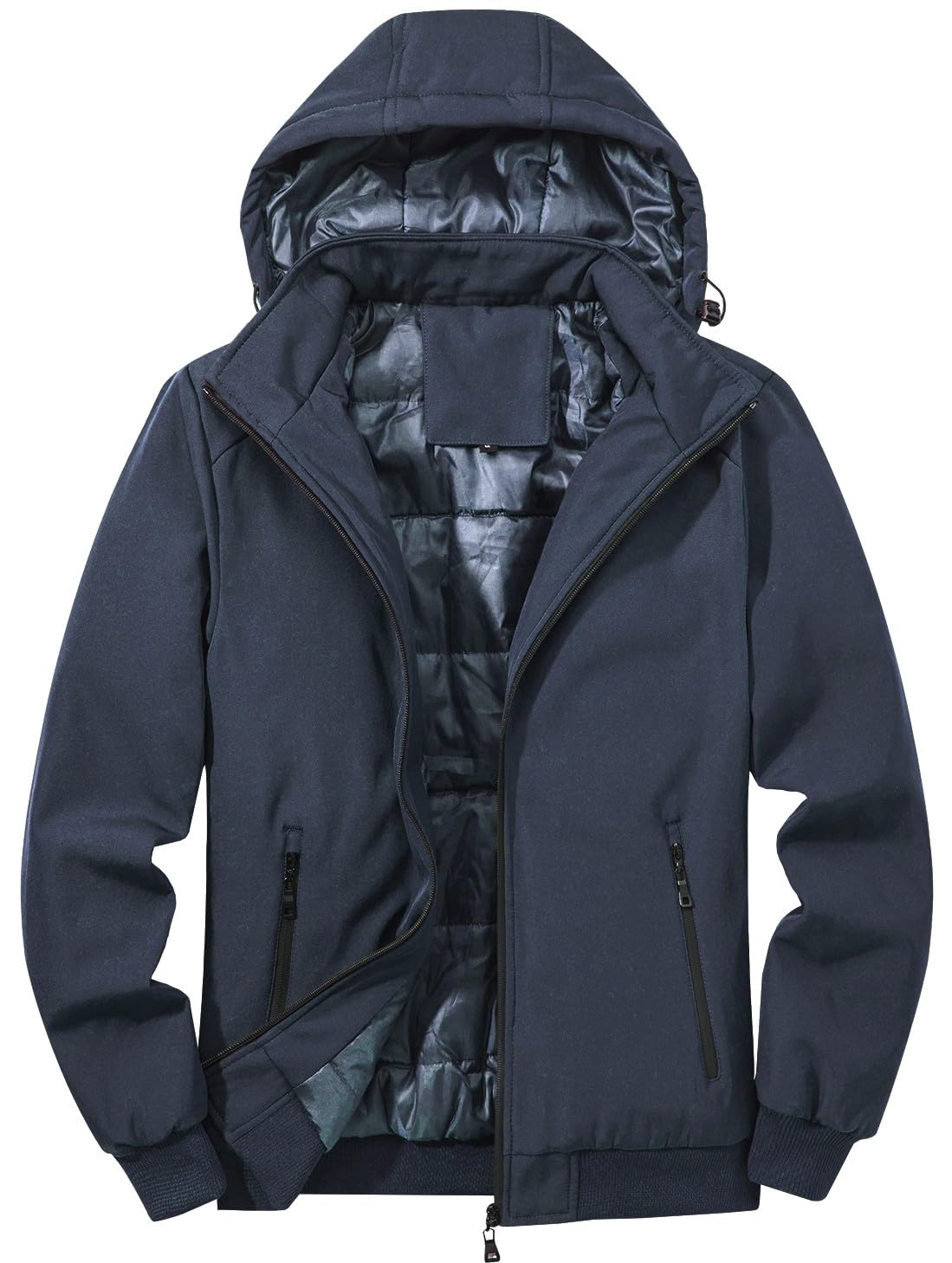 TONY BACKER Giacca Uomo Invernale Softshell Impermeabile Antivento con Cappuccio Staccabile, Giubbotto Cappotto Casual Trekking 3510