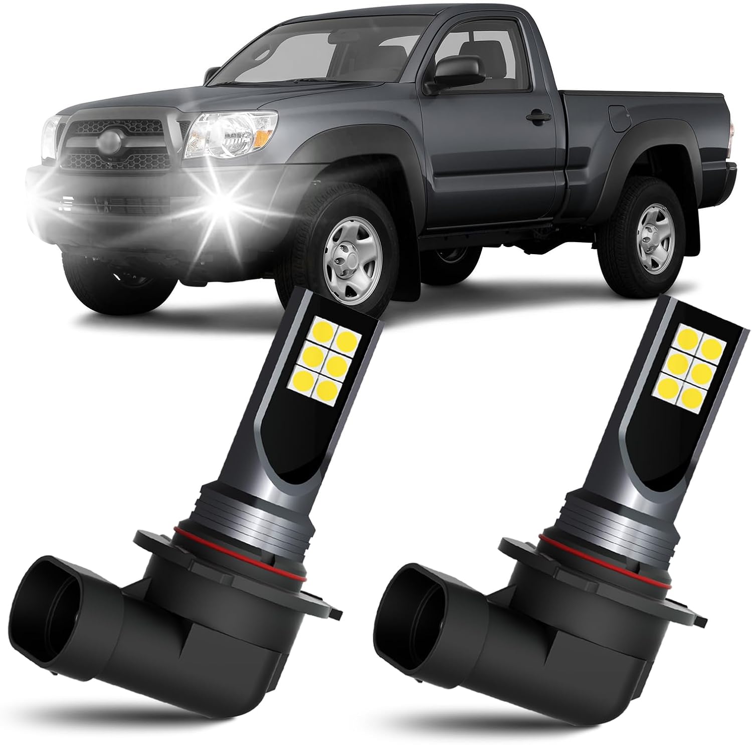 2pcs Tacoma Fog Lights Fits for 2005 2006 2007 2008 2009 2010 2011 Toyota Tacoma Super Bright 6500K White Fog LED Bulbs Package