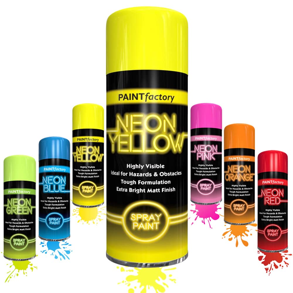 Schnazz Yellow 1 X Neon Spray Paint 200Ml Fluorescent Bright Aerosol Extra Bright Graffiti (Banksey) Paint Assorted Colour