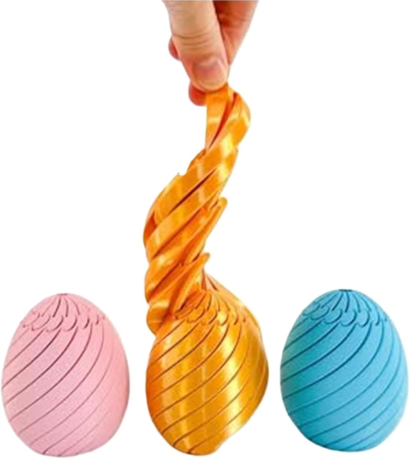 3D Printed Slippery Egg Fidget, Twisty Fidget Egg Easter Egg Toys Easter Basket Stuffers Rotating Fidget Puzzle Toy for Stress Relief Colorful Desk Fidget Toy(Color,Small)