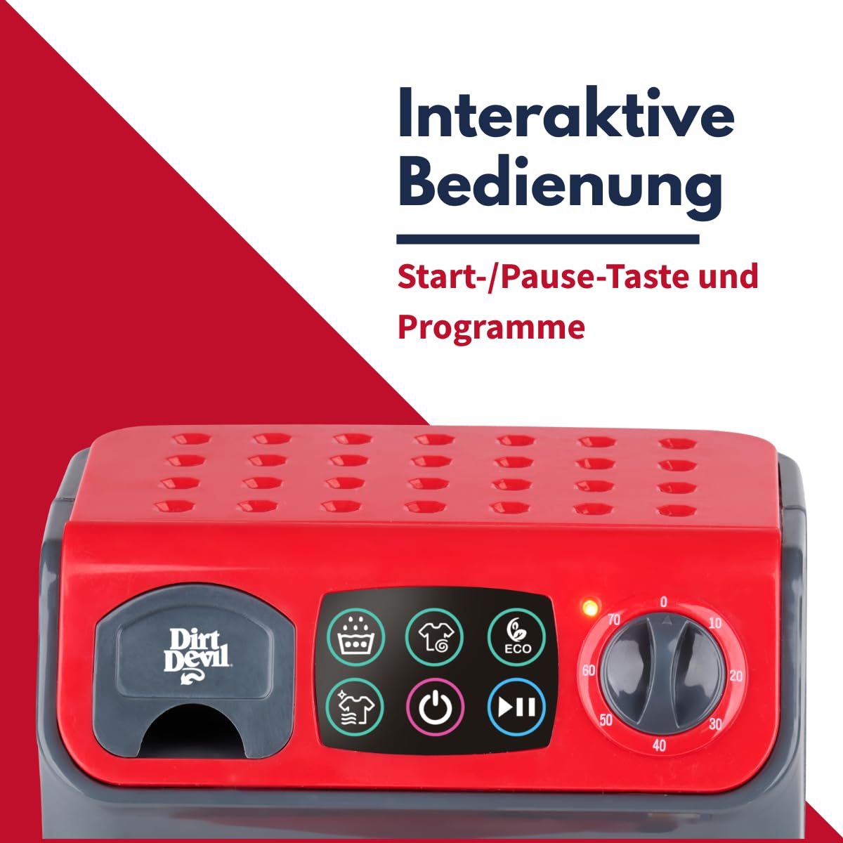 Dirt Devil Spielzeug Waschmaschine Kinder – Mit Licht und Geräusch – Sofort spielbereit – 16,5 x 13 x 22,5 cm – Waschmaschine Kinder Spielzeug für Rollenspiel