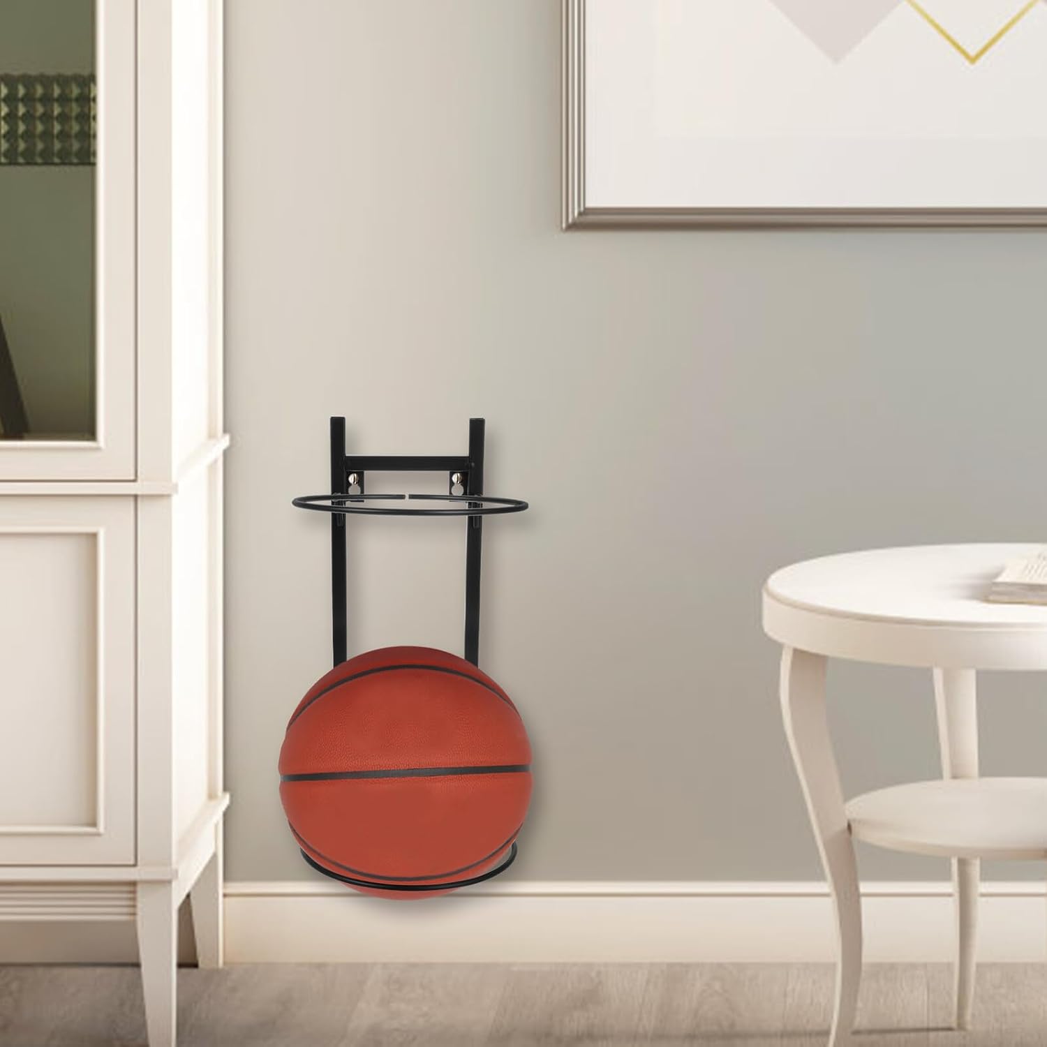Wall-Mounted Ball Holder Basketball Soccer Football Storage Rack Metal Sports Ball Organizer for Teen Bedroom Decor and Outdoor Use