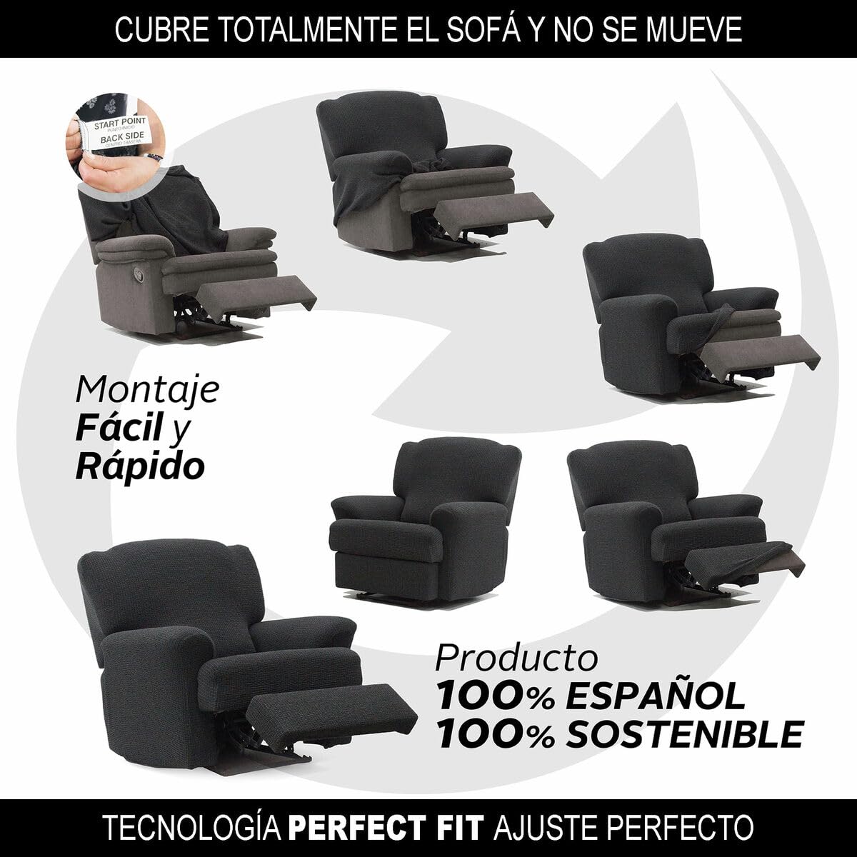 SOFASKINS Housse de Fauteuil de Relaxation inclinable, Super élastique, avec Design Exclusif, Respirante et Durable, Housse de canapé Facile à Placer 70-90 cm, Couleur Lin