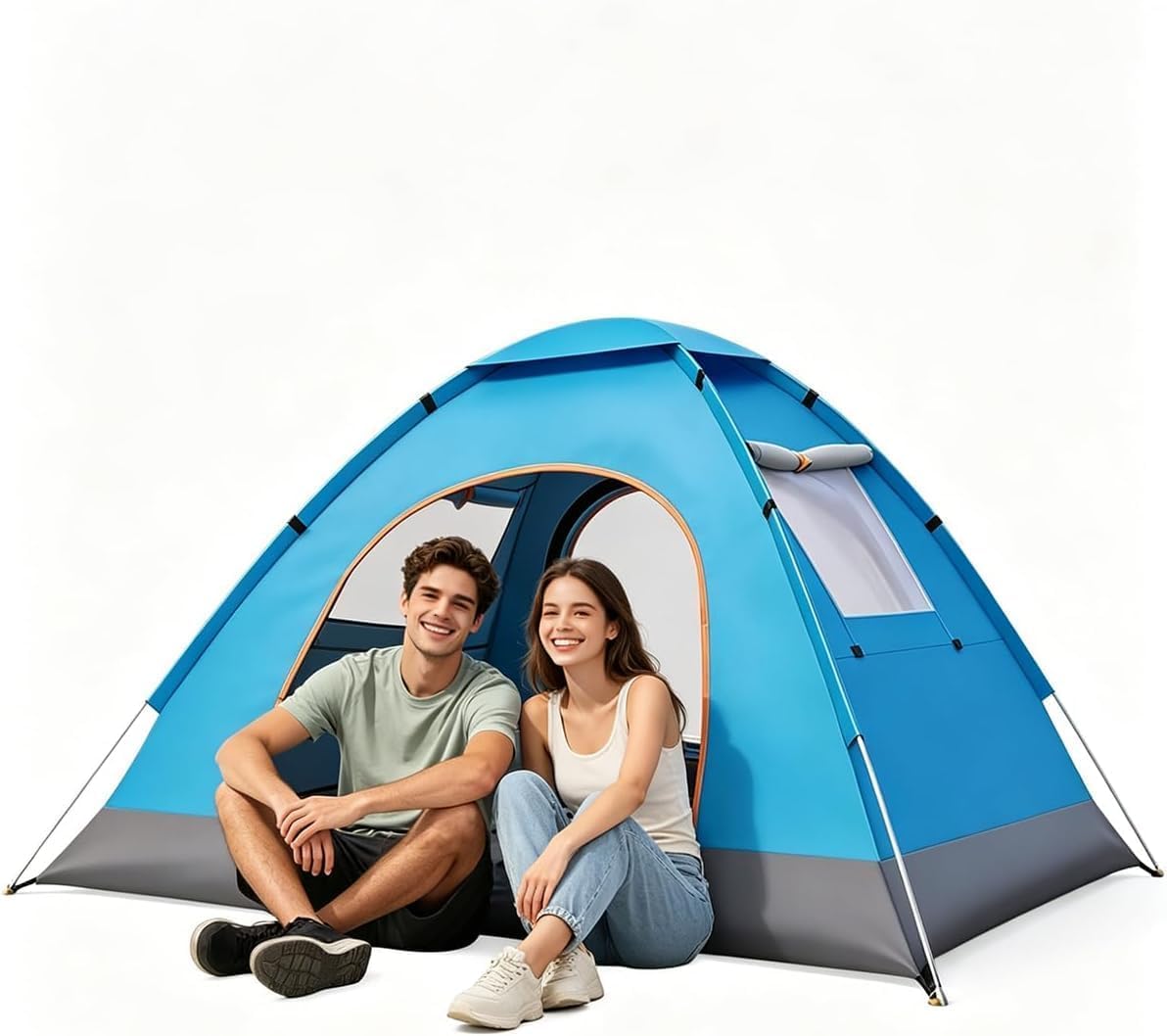 Maraiss Instant Setup Pop Up Tent, Double Doors & Windows, Lightweight Waterproof Sun-Proof Foldable Tent for Outdoor Beach, 2 Man Tent Hiking, Backpacking & Family Camping Light Blue — image 1
