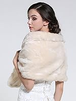 Vista 41 de Aukmla Bufanda de piel de boda para mujer con broche de diamantes de imitación para novia y damas de honor A-Marrón