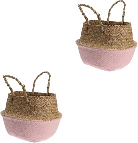 ABOOFAN Cesta de flores de ratán para basura, maceta de almacenamiento colgante, cesta de paja de sauce, cesta de dulces de Pascua, cesta de mimbre