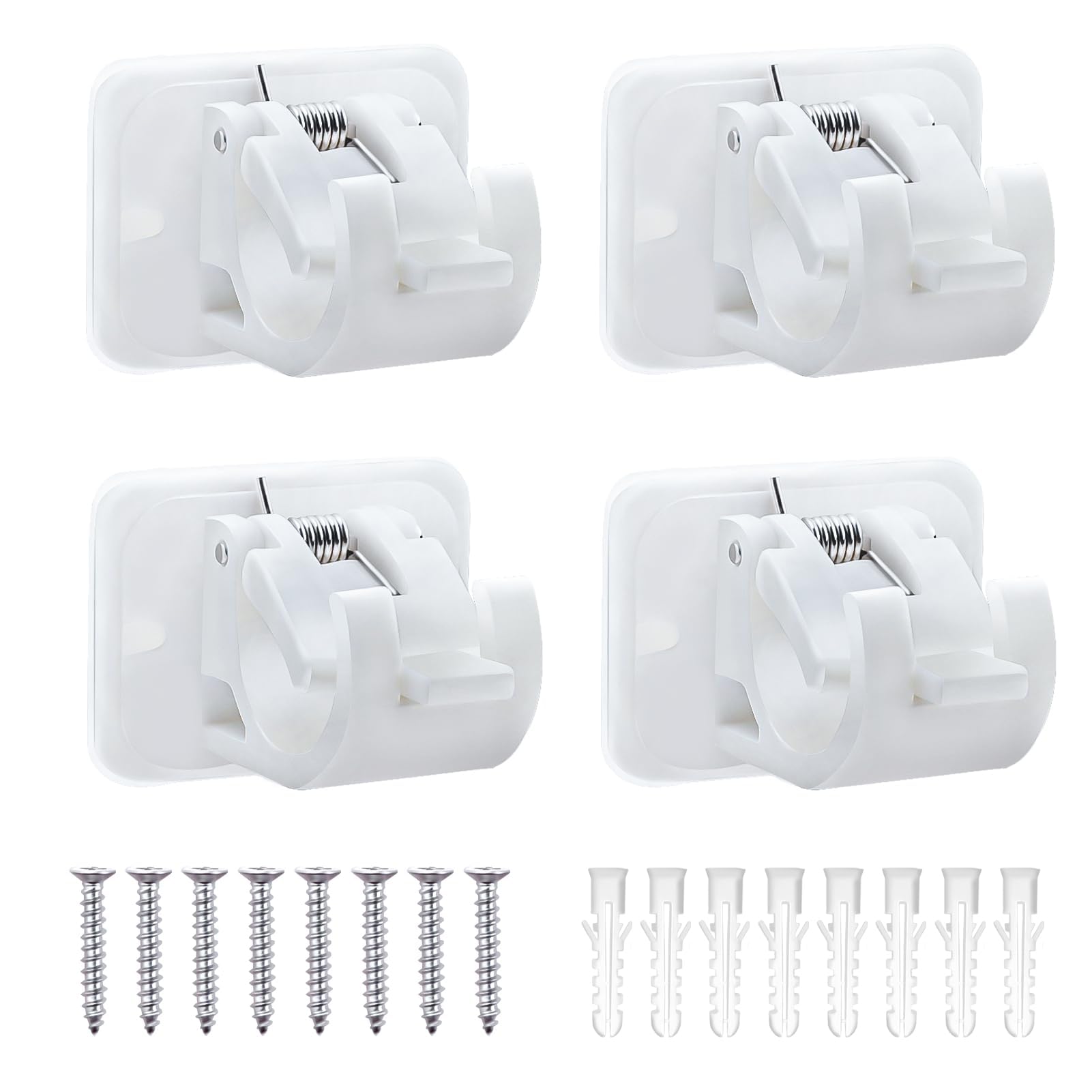 10 Staffe Per Aste Tende Senza Trapano - Ganci Autoadesivi In ABS Bianco, Regolabili Per Aste Fino A 20 Mm - Per Cucina, Bagno E Camera