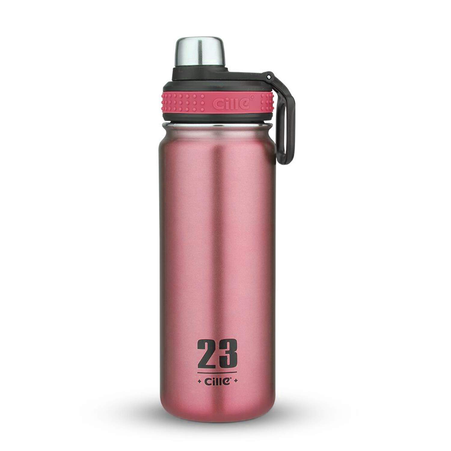 CILLE Water Bottle 24oz Hot Water Bottle Stainless Steel BPA Free Insulated Water Bottle for Cycling Vacuum Cold Water Bottle with Double Wall Wide Mouth Thermos Metal Water Bottles (Pink)