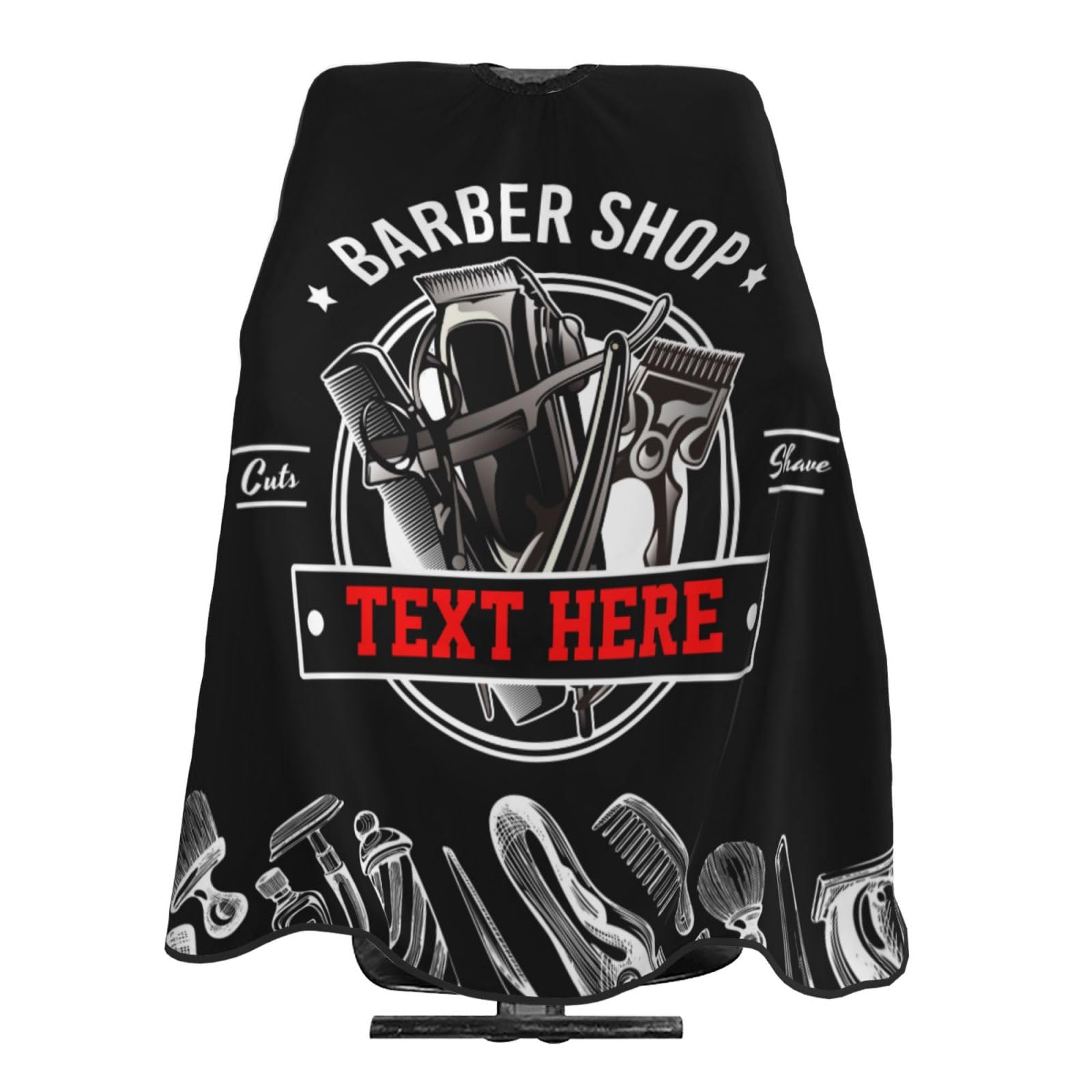 Custom Vintage Barbershop Tools Barber Cape for Men Personalized Logo Image Text Professional Hair Cutting Cape Customized Salon Haircut Apron for Home Salon and Barbershop