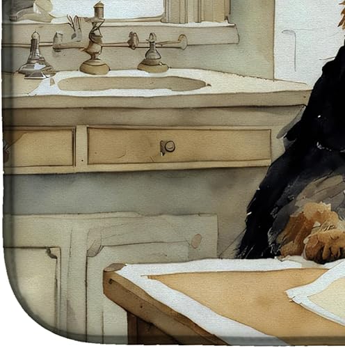 Miniatura 4 de Caroline's Treasures DAC1722DDM Airedale Terrier - Tapete de secado de platos absorbente para cocina de otoño con calabazas, tapete para secado de