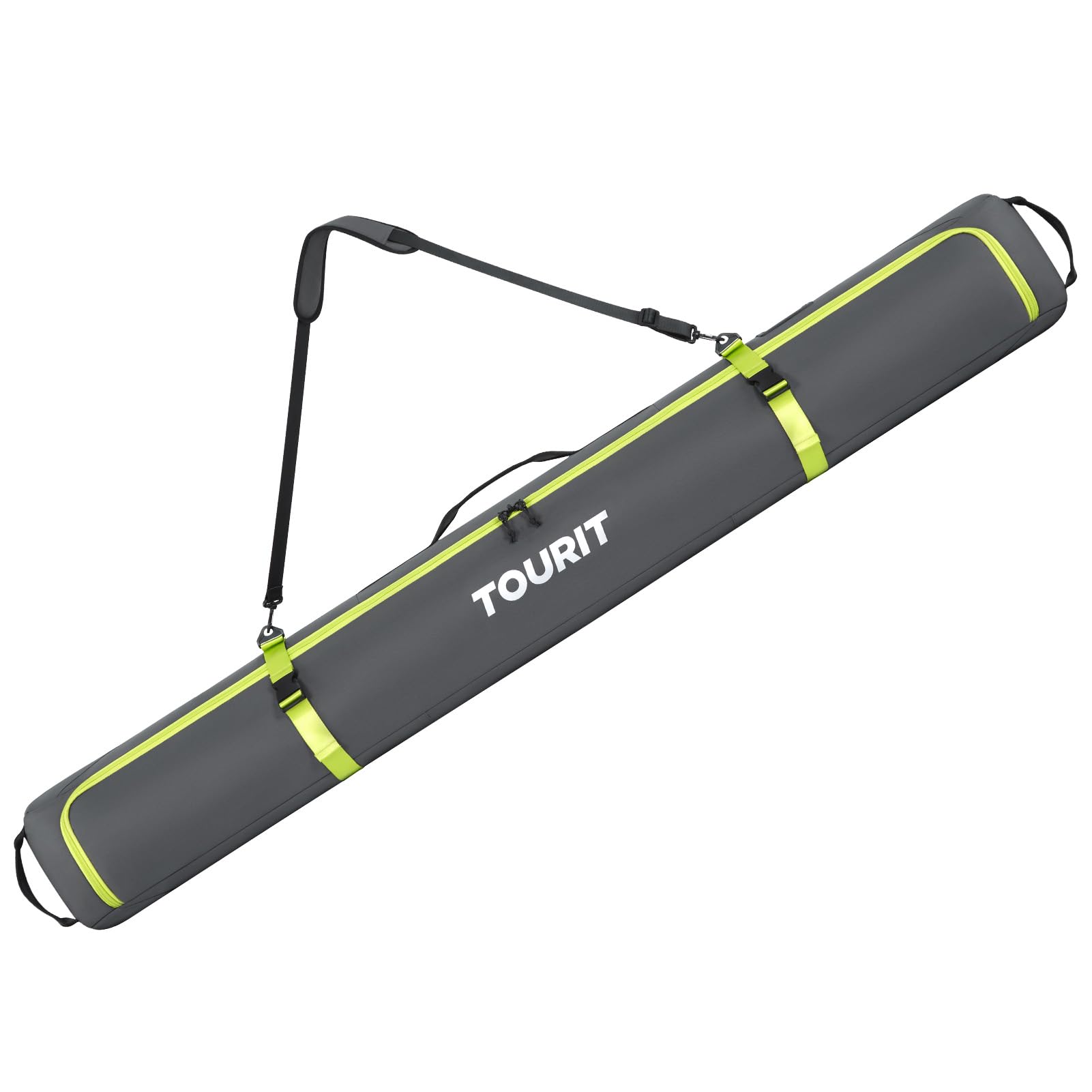 TOURIT Ski Bag for Air Travel - 360° Fully Padded Protection, 900D Oxford Water-Resistant, Independent Storage for Pole, Velcro Strap for Ski, Large Capacity Single Ski Carry Bag for Ski Gear