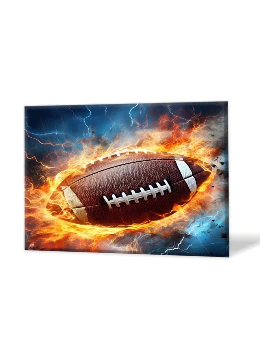 lianyibo Lienzo decorativo de pared con diseño dinámico de fútbol americano, pósteres con diseño de relámpagos ardientes para decoración del hogar (60x80cm/sin marco)