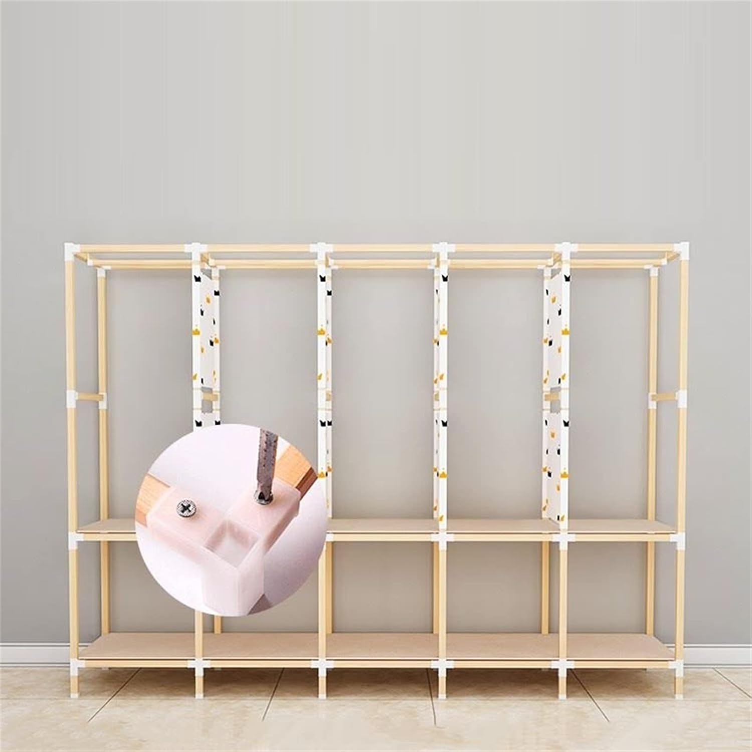 Creative Fabric Wardrobe, Stable Design Wardrobes for Bedroom Children's Room Partition Storage Wardrobe Organiser(Size:168 * 45 * 125CM) (168 * 45 * 125CM)