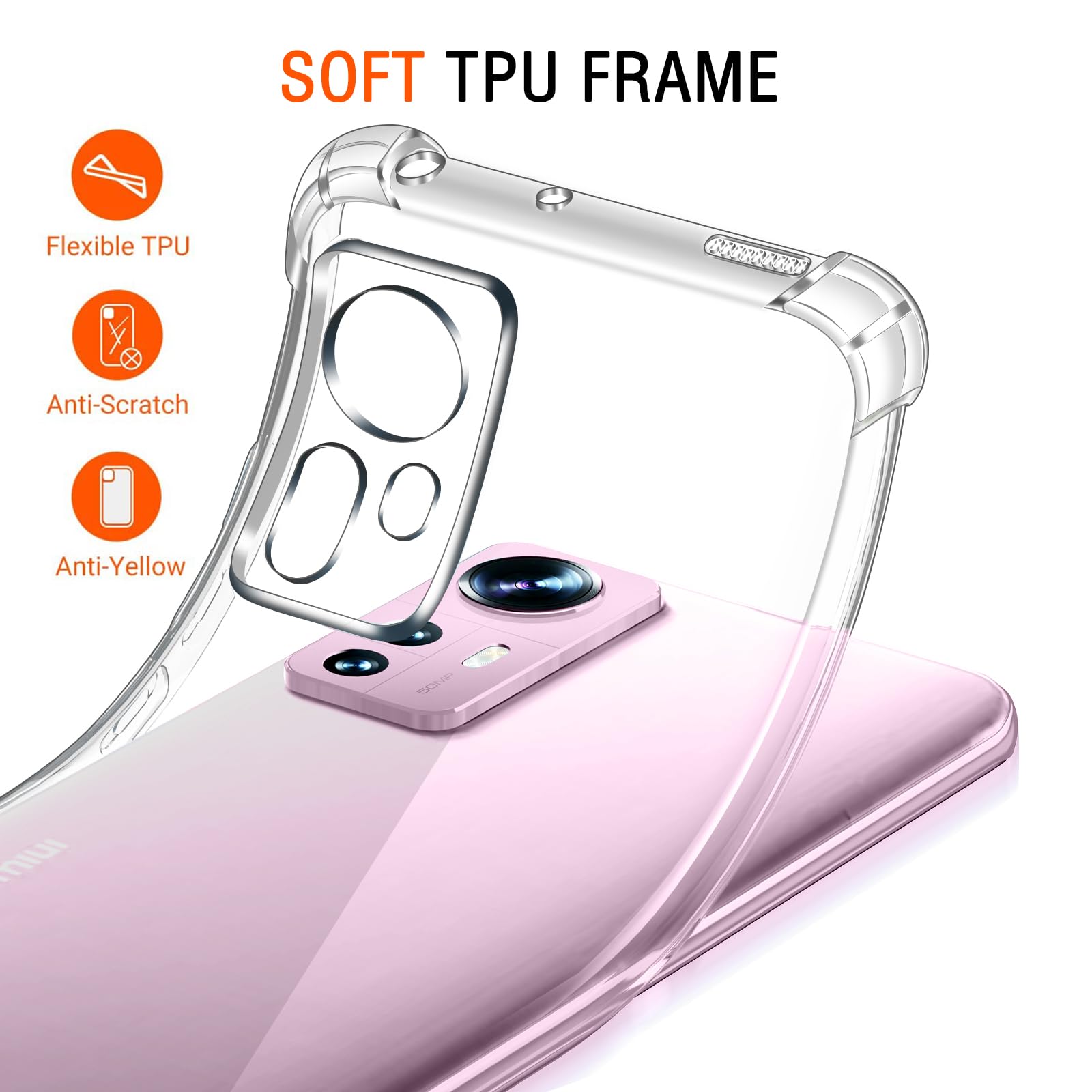 iVoler Cover per Xiaomi 12T 5G / Xiaomi 12T Pro 5G, Custodia Trasparente per Assorbimento Degli Urti con Paraurti in TPU Morbido, Sottile Morbida in Silicone TPU Protettiva Case