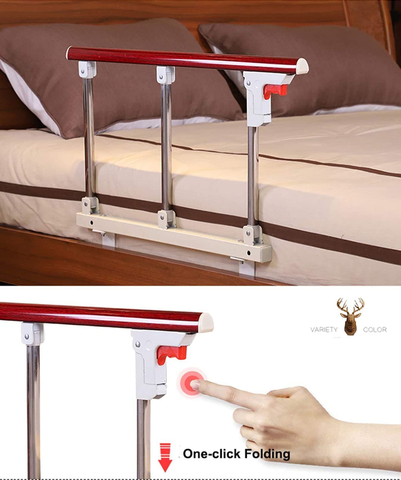 Barandilla de Cama Plegable para Adultos Mayores, barandilla de Seguridad portátil para Cama, barandilla de Cama con manija de protección 2023