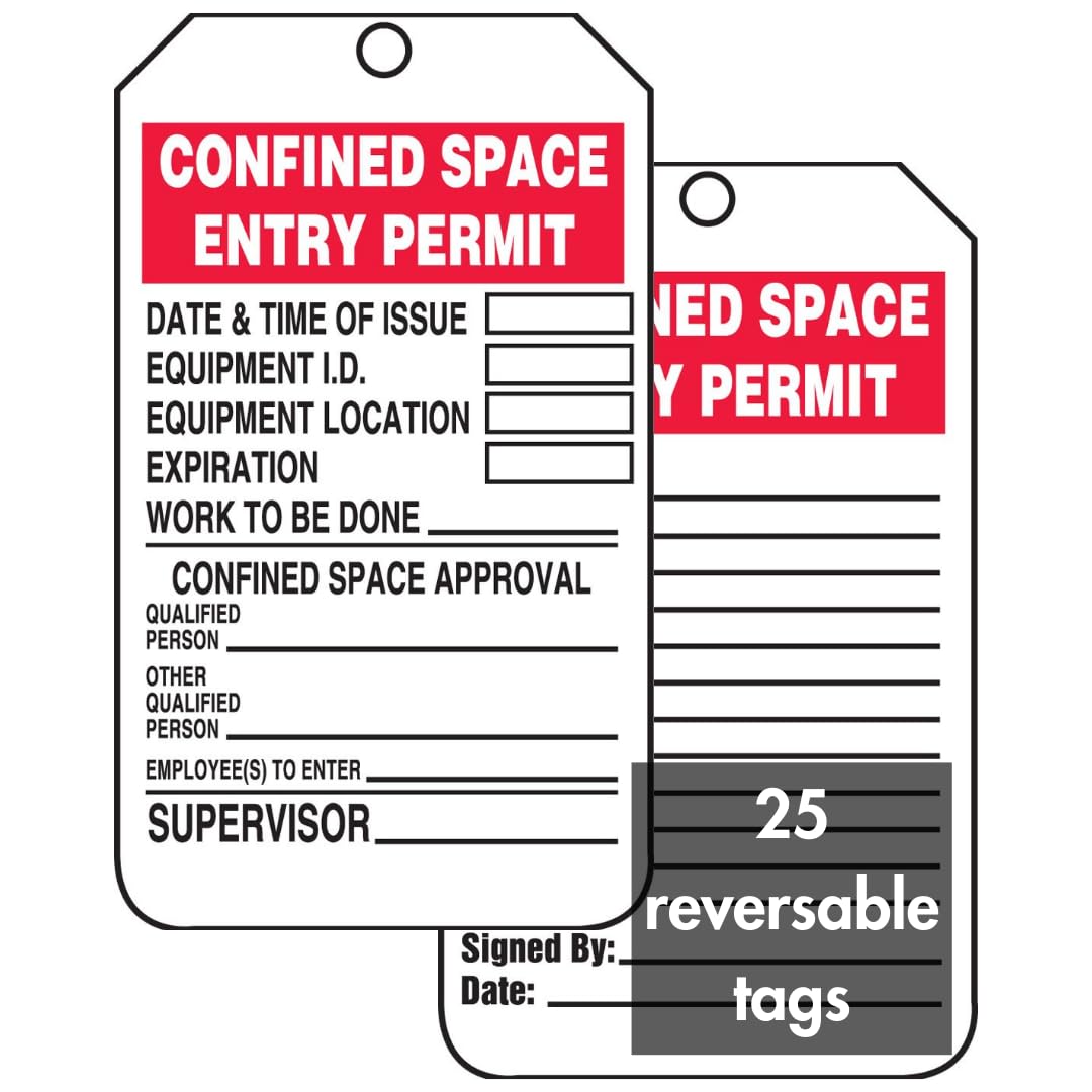 Accuform Signs TCS323CTP Confined Space Status Tag, Legend "CONFINED SPACE ENTRY PERMIT", 5.75" Length x 3.25" Width x 0.010" Thickness, PF-Cardstock, Red/Black on White (Pack of 25)