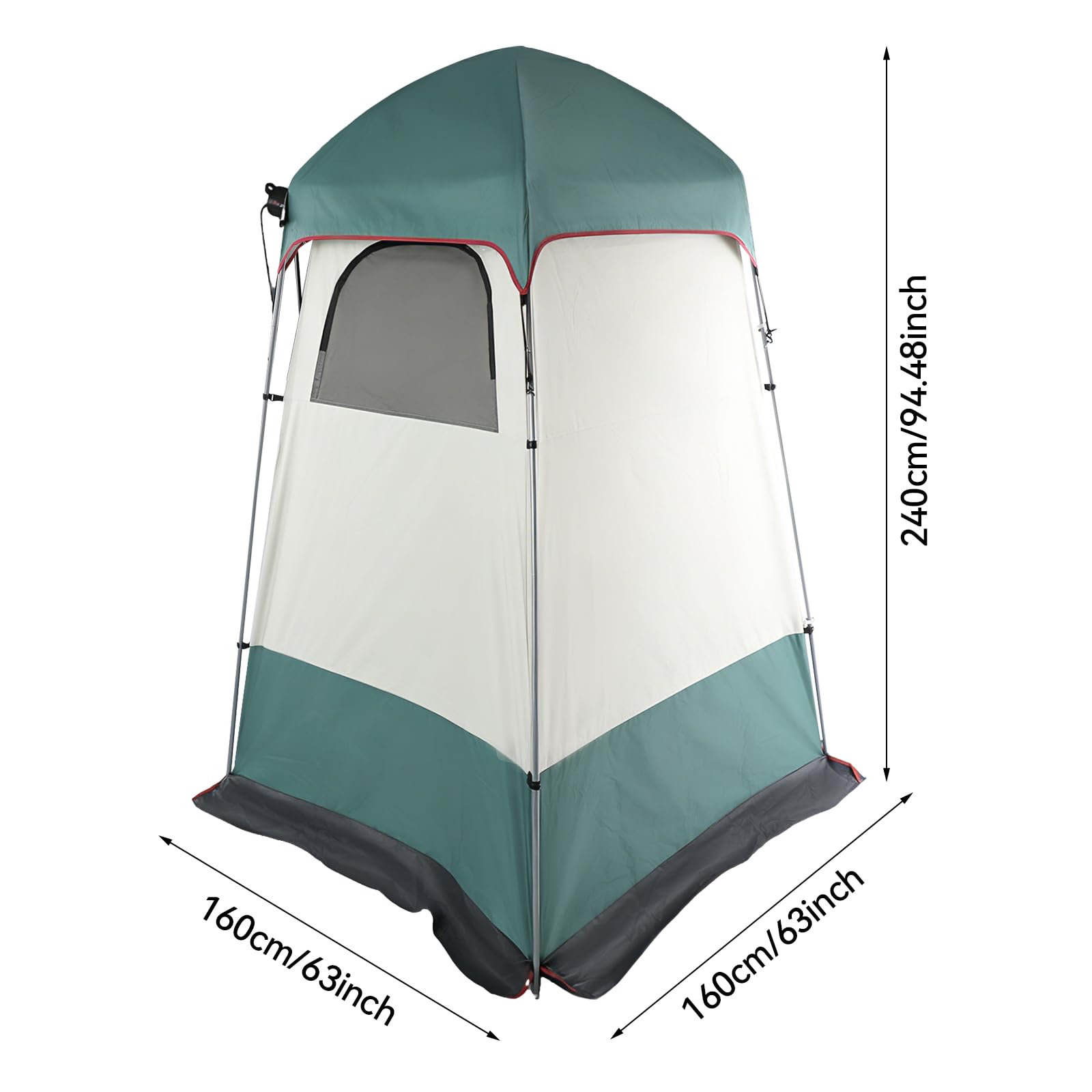 Tenda da doccia, 160 x 160 x 240 cm, tenda per spogliatoio, verde scuro, impermeabile, portatile, da campeggio, con fondo rimovibile, per escursioni, spiaggia, attività all'aperto