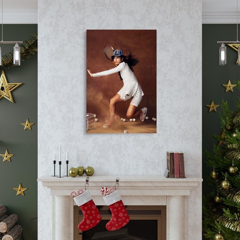 Poster su tela con stampa ad alta definizione di Emma Raducanu, tennista sportivo, per casa e ufficio, 20 x 30 cm, stile cornice