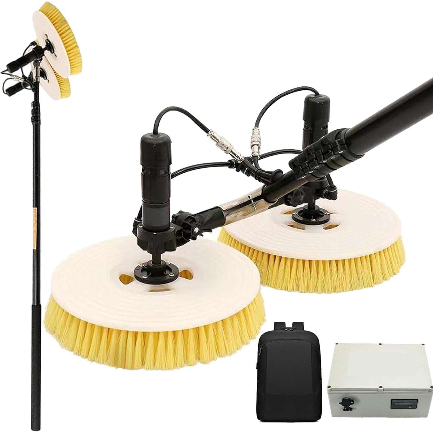 HADECOLL Photovoltaic Panel Cleaning Brush, 11.5Ft 18Ft 24.6Ft Adjustable Water Fed Rod Cleaning Kit, Window Solar Panel Cleaning Kit, Water Fed Pole Kit,5.5M-Lithiumbattery,5.5M-Lithiumbattery