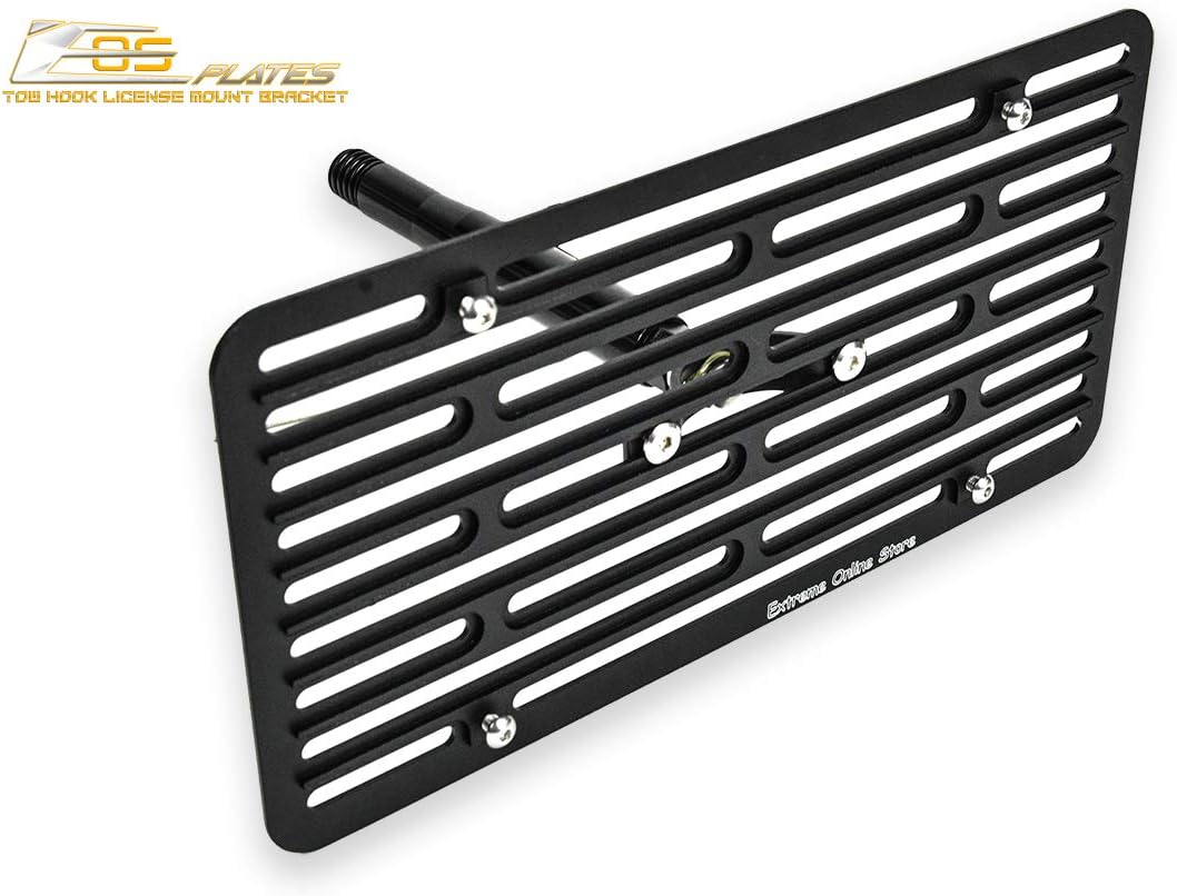 Extreme Online Store Replacement for 2015-Present Lexus NX200t NX300 NX300h W/PDC | EOS Plate Version 2 Front Bumper Tow Hook License Plate Relocator With Lowering Mount Bracket Tow-141-V2 (Full Size)