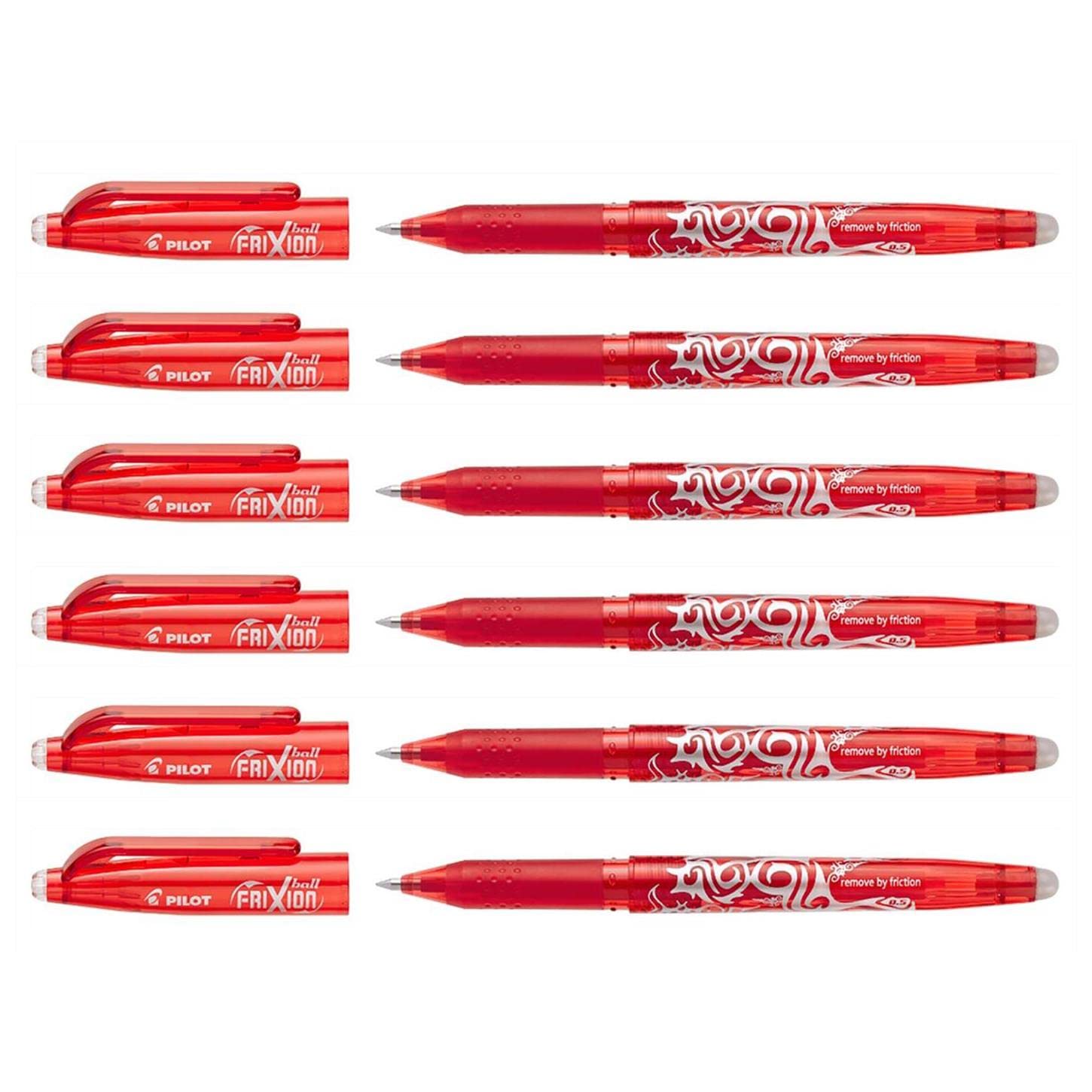 Pilot Frixion Ball Gel Rollerball Pens Fine Point Red Pack of 6