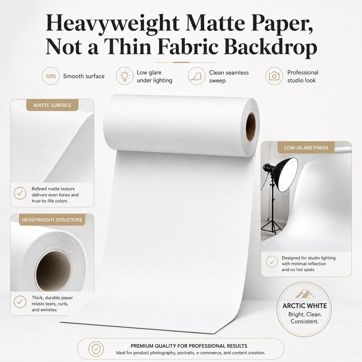 Yizhily Papier do fotografii, 93 arktyczny biały 135 cm szerokości x 5 m długości