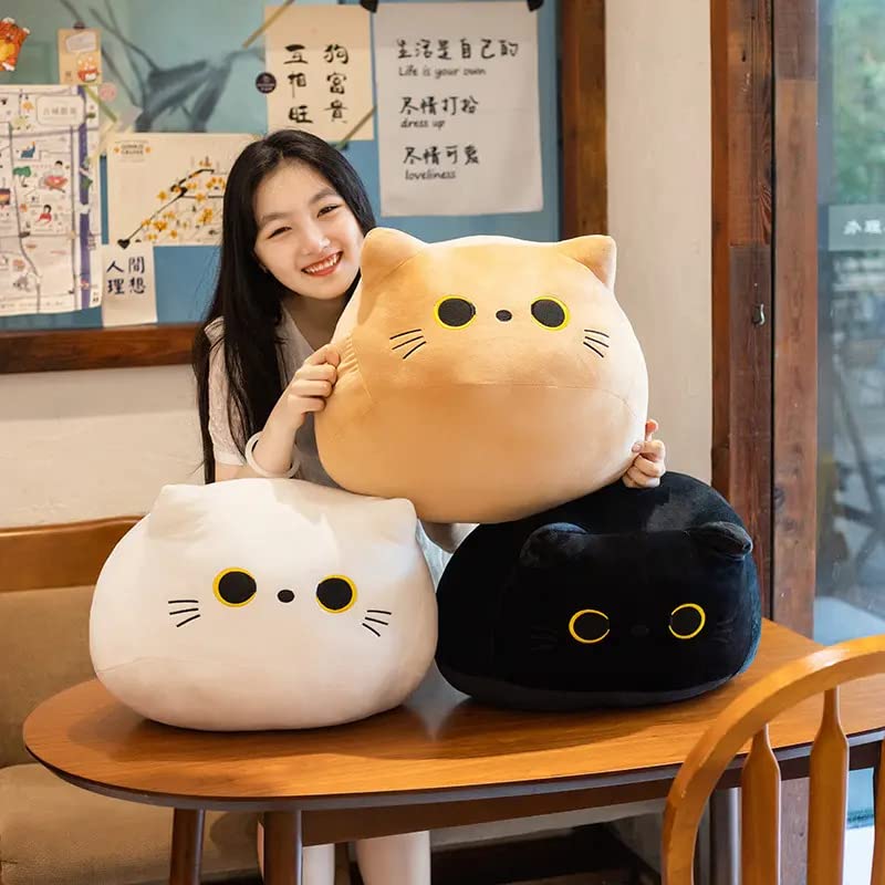 Image of Kawaii White Cat Plush Toy - 3D Shape Design Sofa Pillow Decoration, Cute Kitten Plushie Doll, Animal Plush Pillow